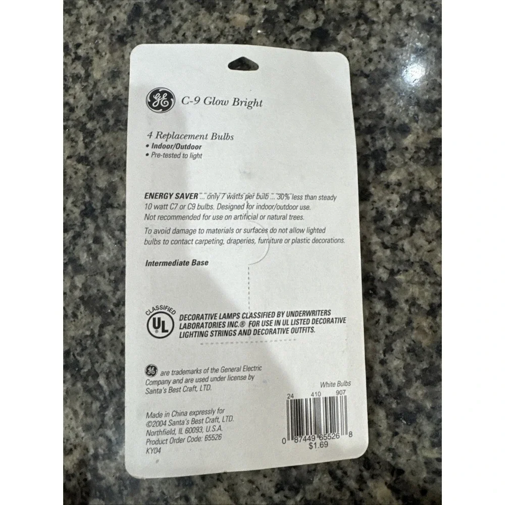 NEW GE C-9‎ Replacement Bulb White Halloween, Christmas  4 Pack